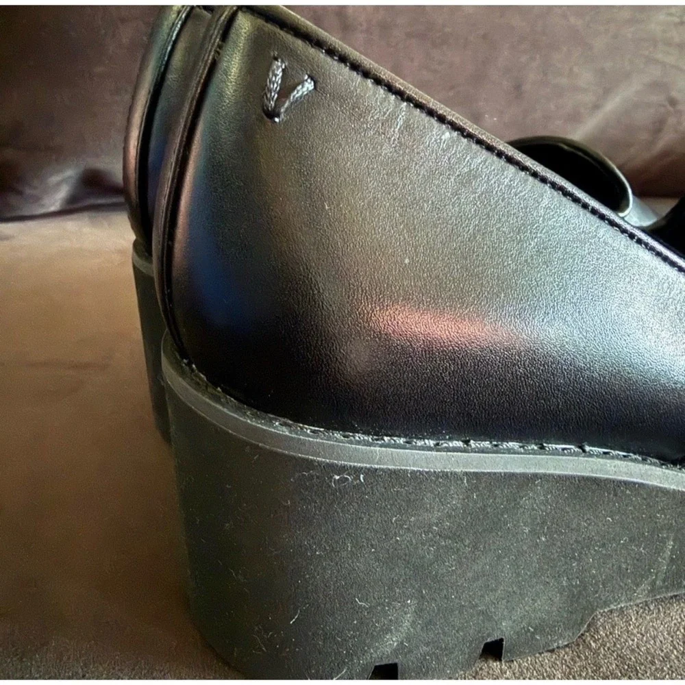 Vionic Willa Wedge Loafers Womens 8.5 Black Leather Lug Sole Shoes